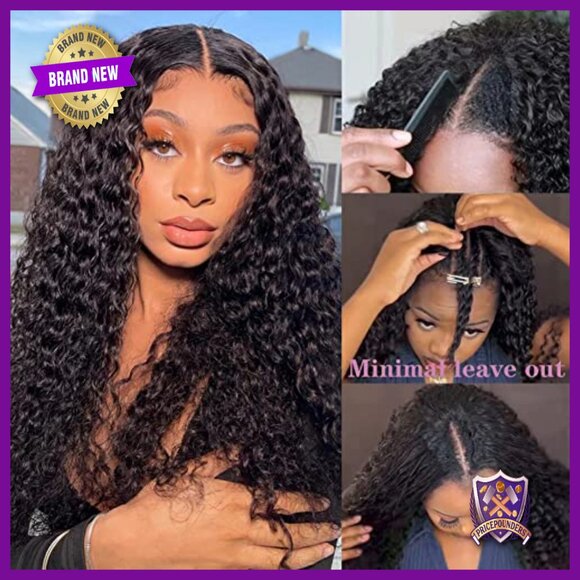 18 Inch Brazilian Human Hair V Part Wig Glueless Curly Wave 180% Density